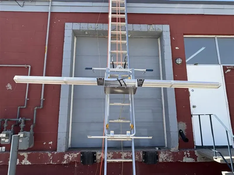 FUEL Solar Lift mounted on a standard extension ladder