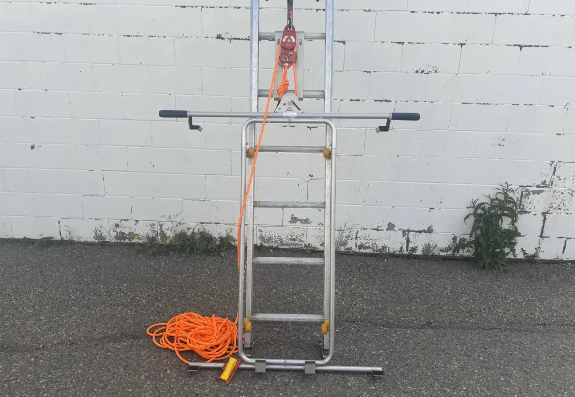 FUEL Solar Lift panel-lift trolley on a ladder